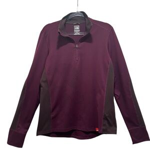 The North Face Women’s Sz M 1/4 Zip Vapor Wick Stretch Pullover Burgundy Brown